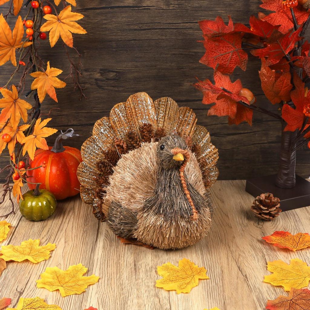 Sisal Turkey Figurine - Thanksgiving Table Decorations Indoor