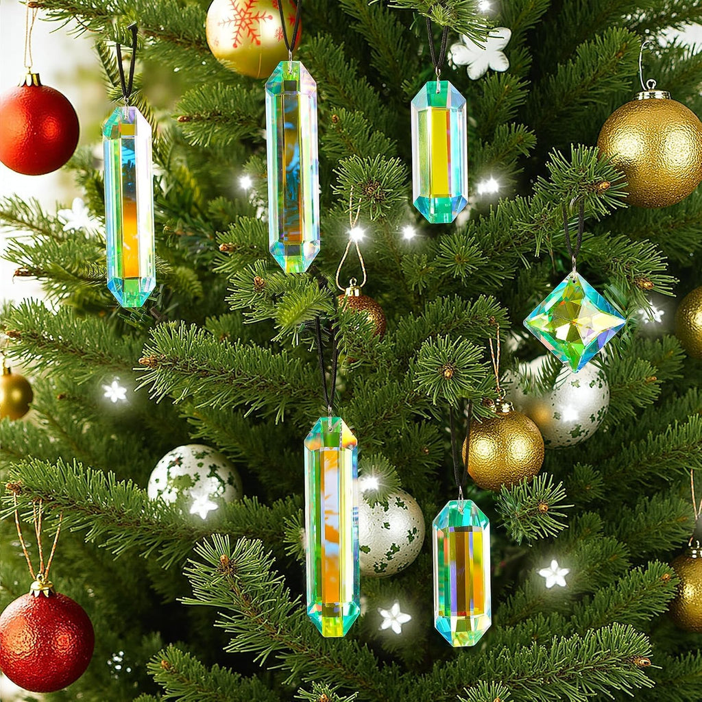 Set 7 Crystal Sun Catcher Prisms AB Colored Suncatcher Crystals for Window - Rainbow Maker Prisms