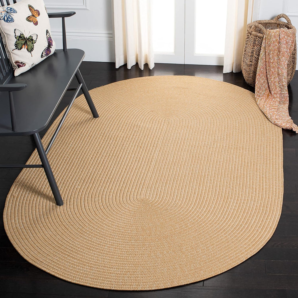 Braided Indoor/Outdoor Washable Oval Rug 4'x6', Beige BRD315D