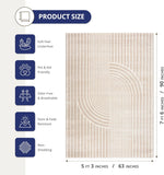 Abani Area Rug for Living Room -Nuevo 5' x 8' Beige Arch Pattern Area Rug, Soft and Durable Living Room Rug
