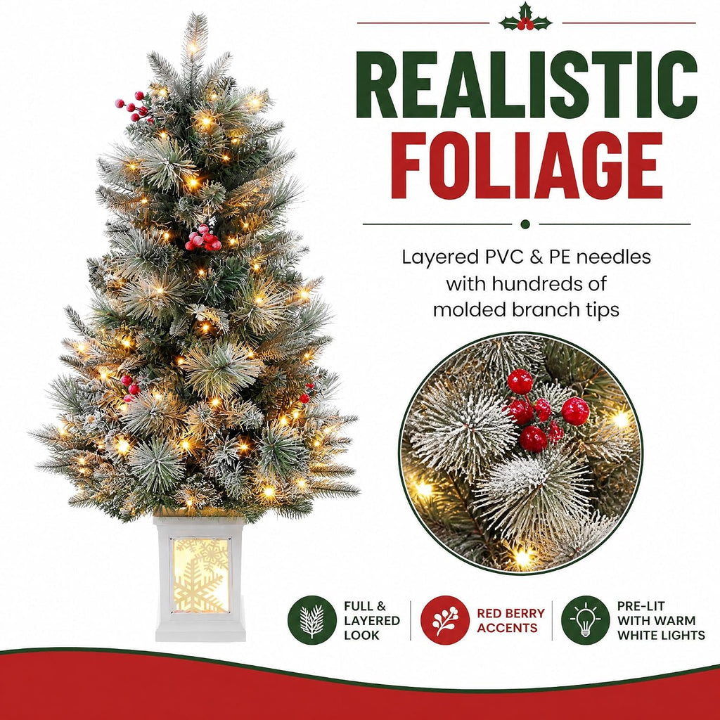 3FT Plug-in Artificial Christmas Tree with 78 Light & Snowflake Base, 1 Pcs