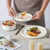 Stoneware Dinnerware Sets, 12-Piece Plates and Bowls Dish Set for 4, Kitchen Modern Dinning Dishware