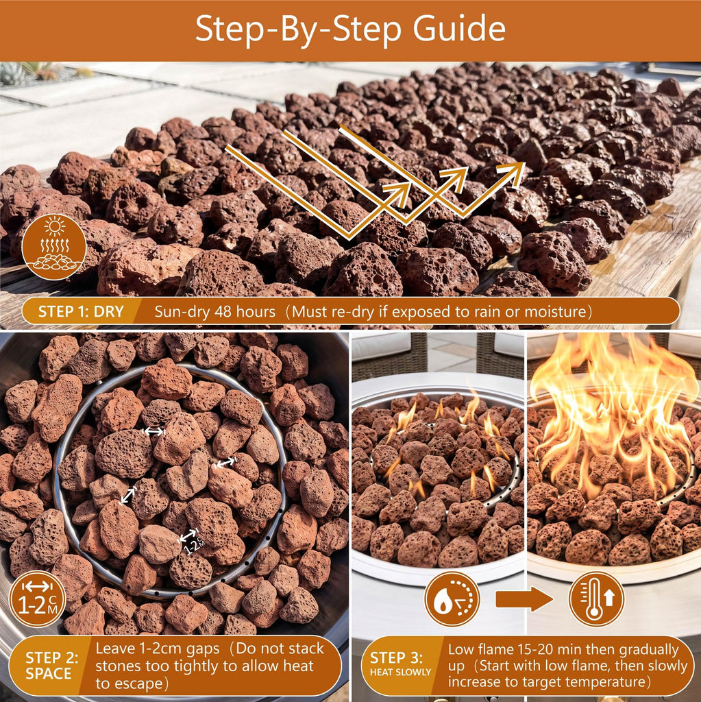 10lb Red Lava Rocks for Fire Pit, Volcanic Rock for Fireplace
