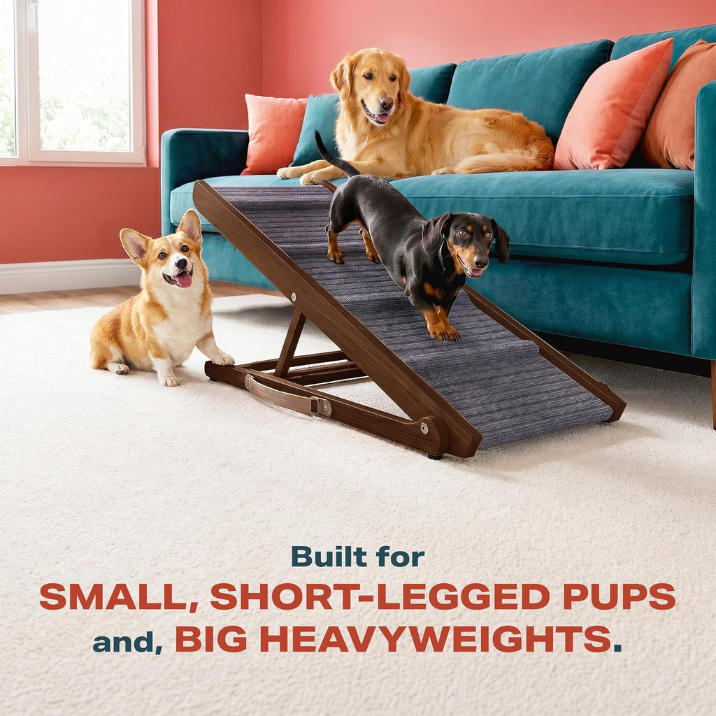 Adjustable Dog Ramp for Bed - Wooden Dog Ramp for Couch