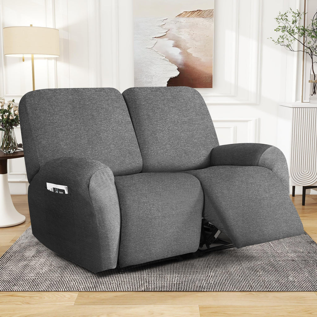 2 seat Recliner Chair Covers 6 Piece Stretch Chair Covers Recliner Slipcovers Couch Furniture Protector with Stripe