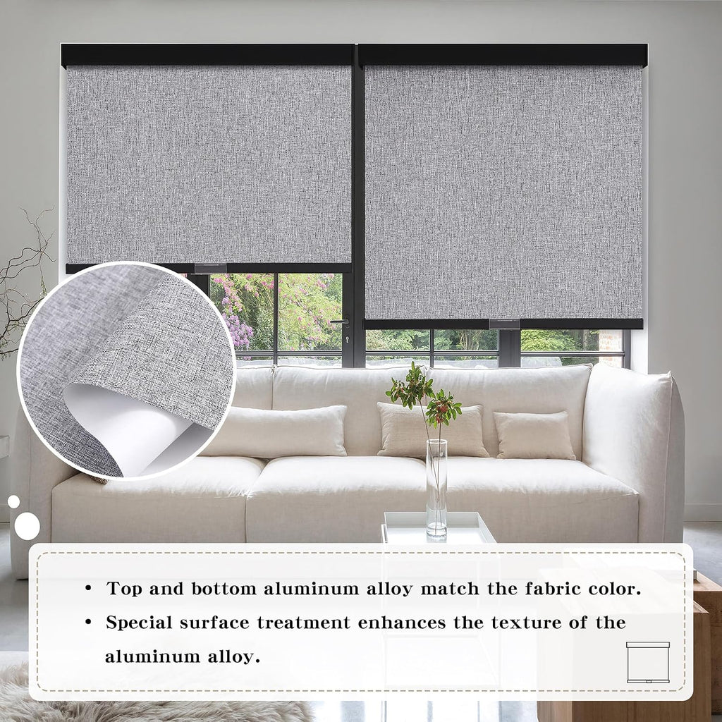 Cordless Blackout Roller Shades Blinds for Windows,20"W x 72"H,Grey
