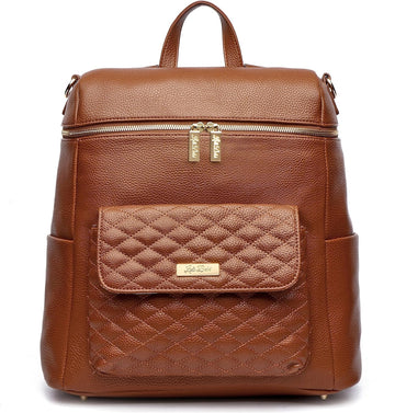 Monaco Large Diaper Bag Backpack by Luli Bebe - Designer Modern Vegan Leather Stylish Baby Backpack Diaper Bag