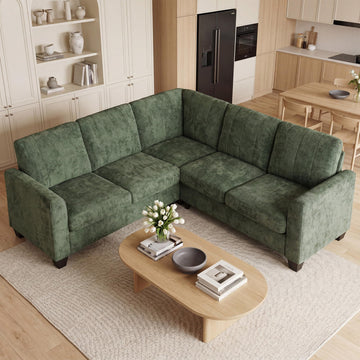 L Shaped Couch, Small Corner Sectional Sofa, Green