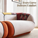 102" Oversized Modern Curved Sofa, Minimalist 4-Seat Chenille Couch for Living Room Apartment