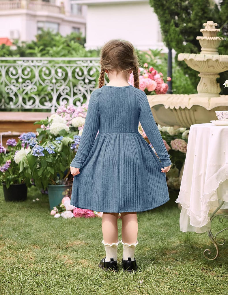 Toddler Girls Sweater Long Sleeve Knit Fall Winter Dresses
