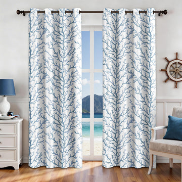 Coastal Curtains, Grommet Window Panels, 52 x 96 Inch, 2 Panels
