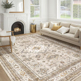 Vintage Living Room Area Rug 10x14 - Large Soft Washable Oriental Traditional Distressed Farmhouse R