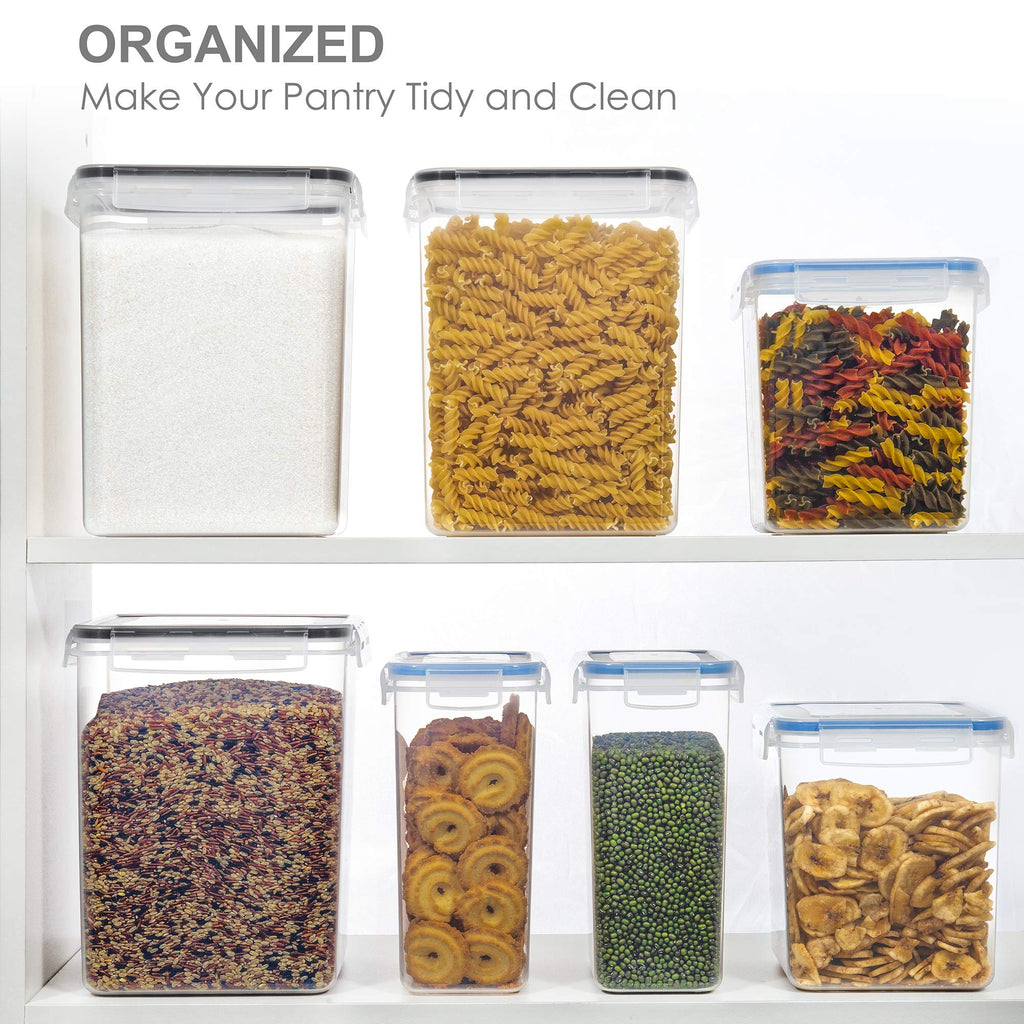Large Food Storage Containers with Lids Airtight 5.2L /176Oz, for Flour, Sugar, Baking Supply, 3PCS BPA Free Plastic