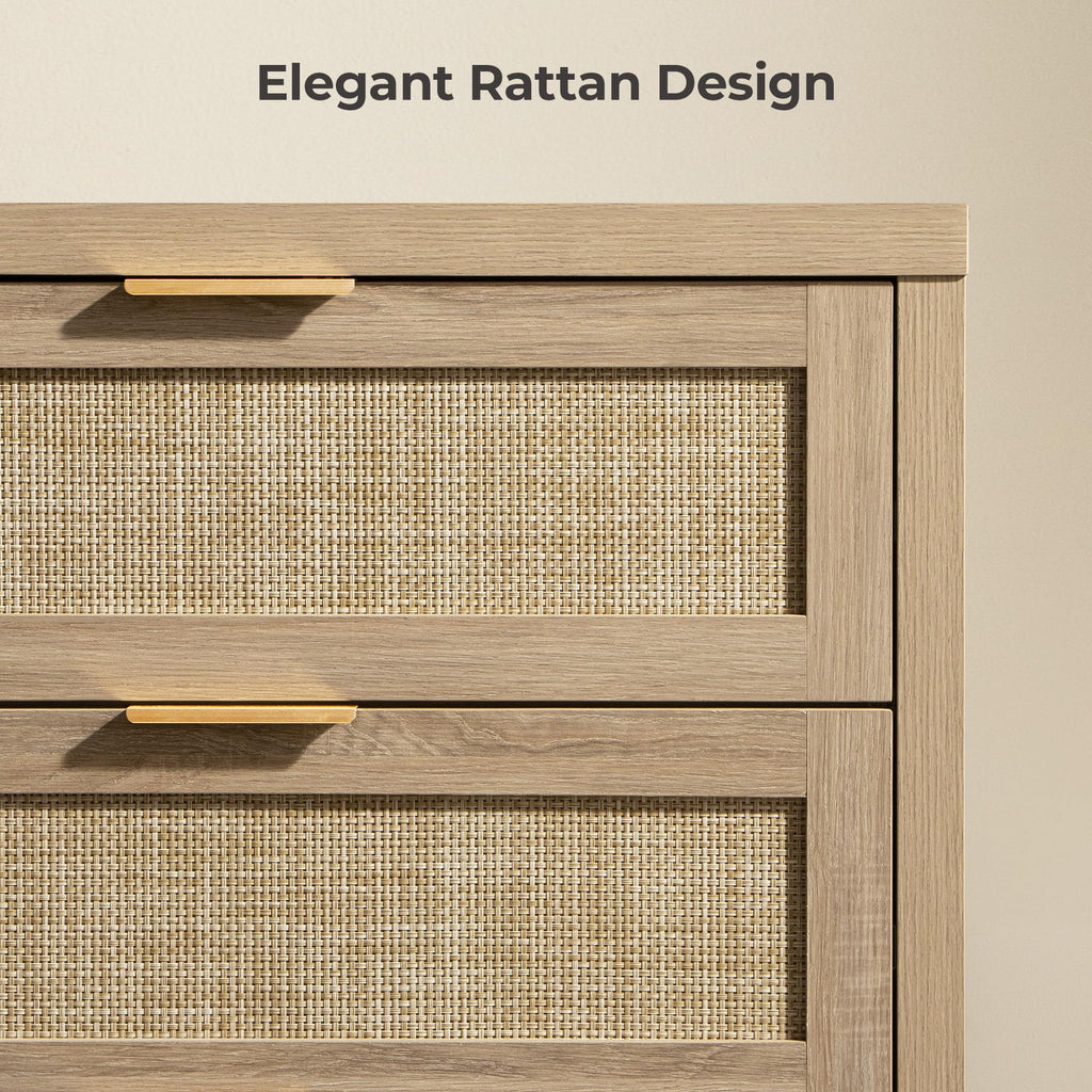 Rattan Dresser, 57" Wide 6 Drawer Dresser