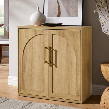 Arched Door Sideboard Buffet Cabinet, Natural Oak