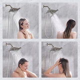 High Pressure Shower Head Combo with Two Spray Setting Fixed Shower Head and Two Spray Settings Handheld Shower Head