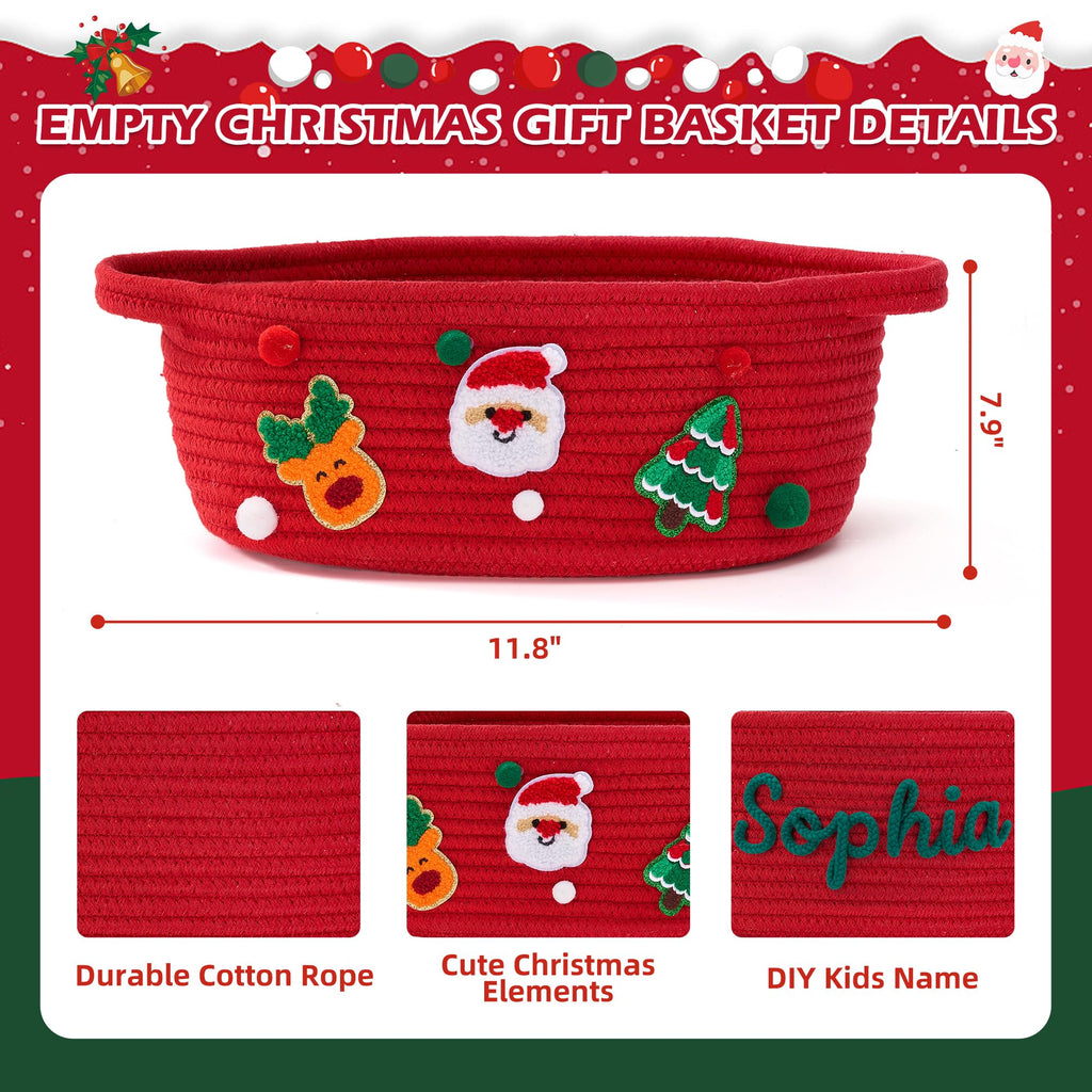Christmas Gift Baskets Empty, Woven Rope Christmas Baskets for Gifts, 2 Pcs