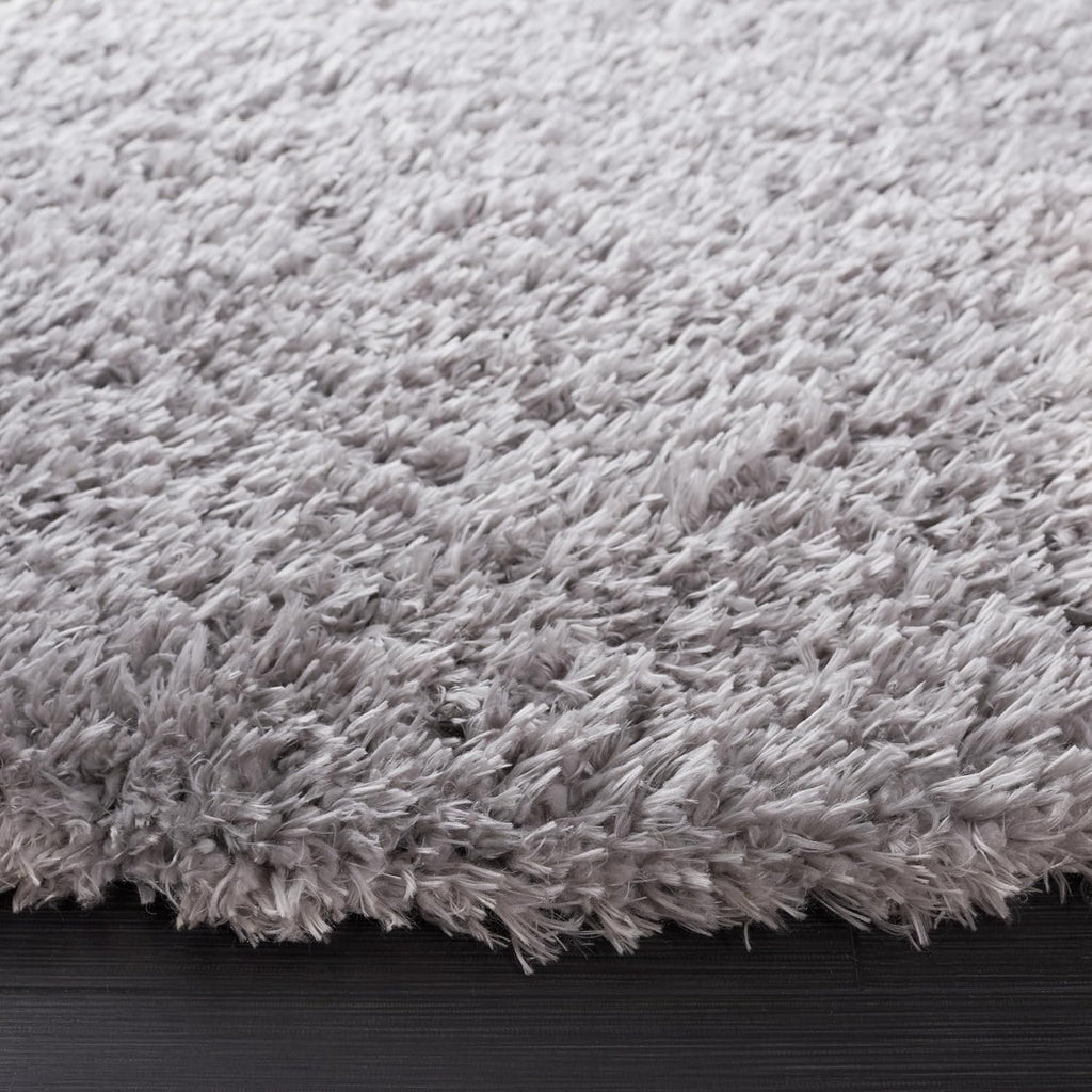 Madrid Shag Collection Area Rug - 3' Square, Silver, Solid Design, Non-Shedding & Easy Care, 1.6-inch Thick Ideal for