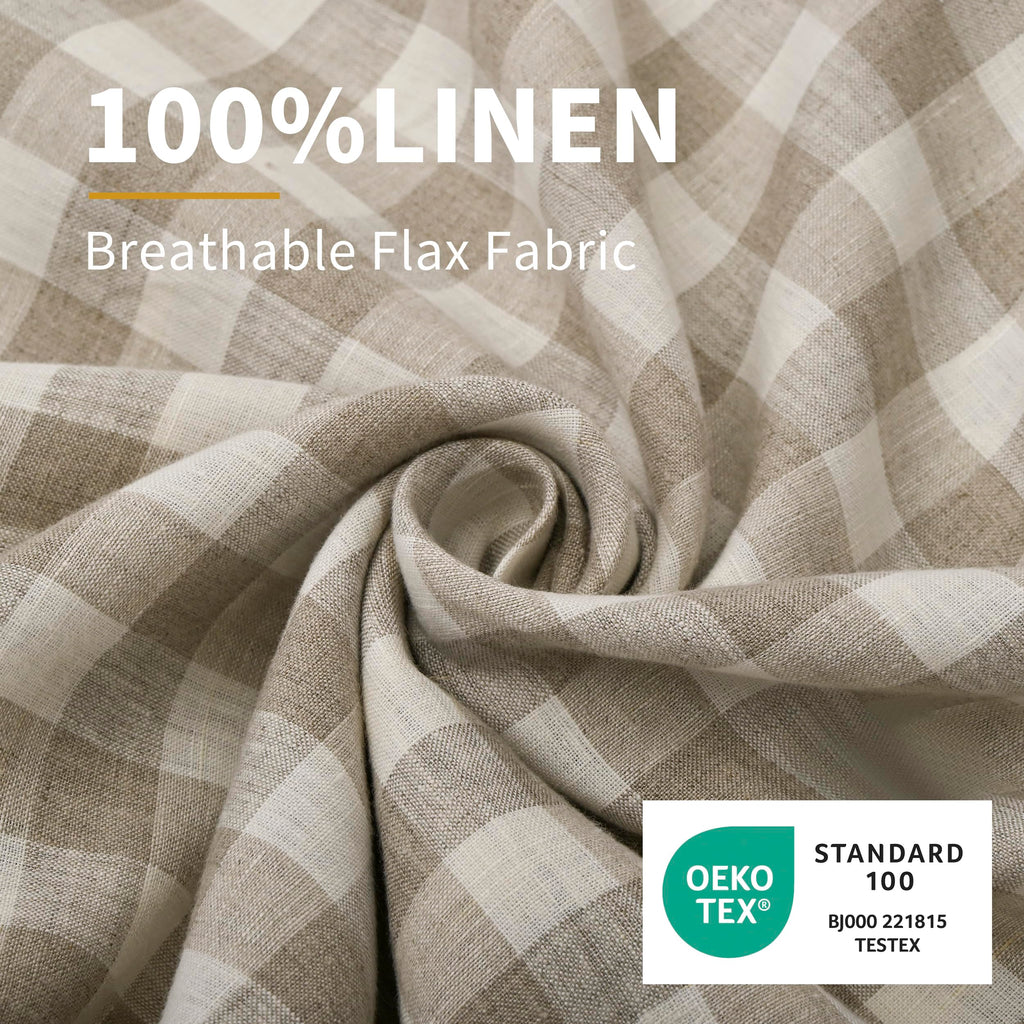 100% French Linen Pillow Cases Set of 2, Stone Washed Flax Pillow Shams with Zipper Closure - Breathable &