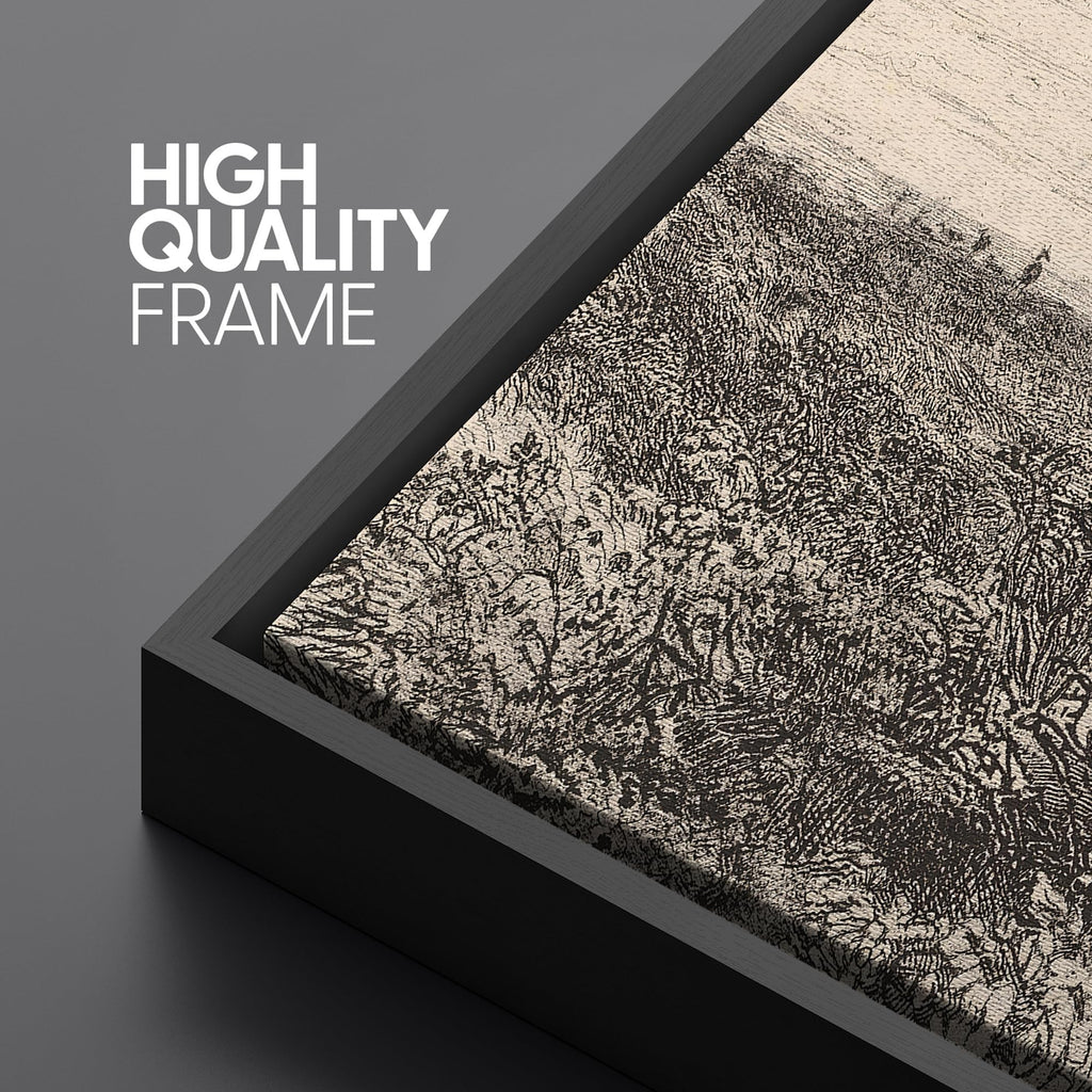 Large Framed Canvas Vintage Deer Meadow Landscape Illustrations Modern Art Calm Warm - 60"" x20
