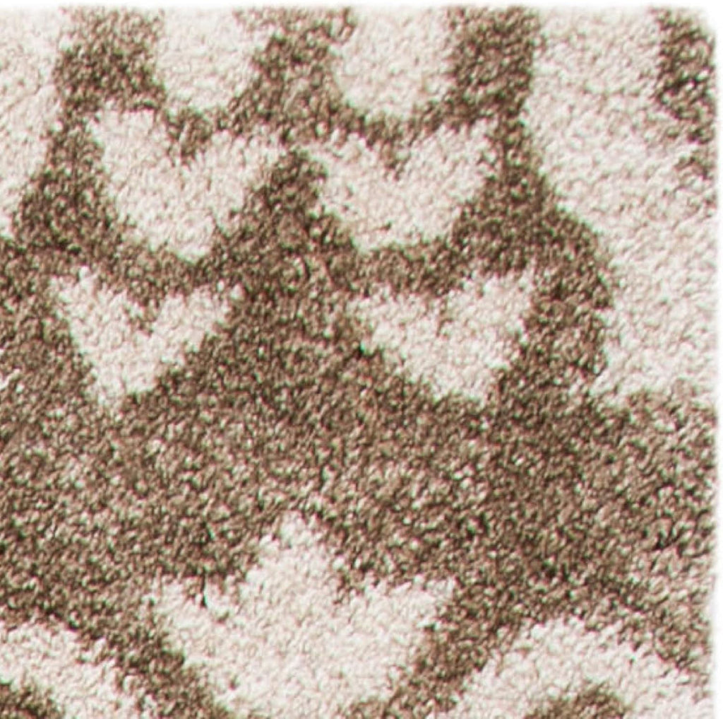 Florida Shag Collection Area Rug - 4' Square, Beige & Cream, Damask Design, Non-Shedding & Easy Care, 1.2-inch Thick