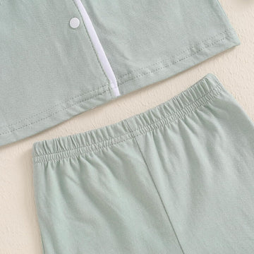 Baby Button Down Pajamas Set Shirt and Pants Toddler Cotton Pjs
