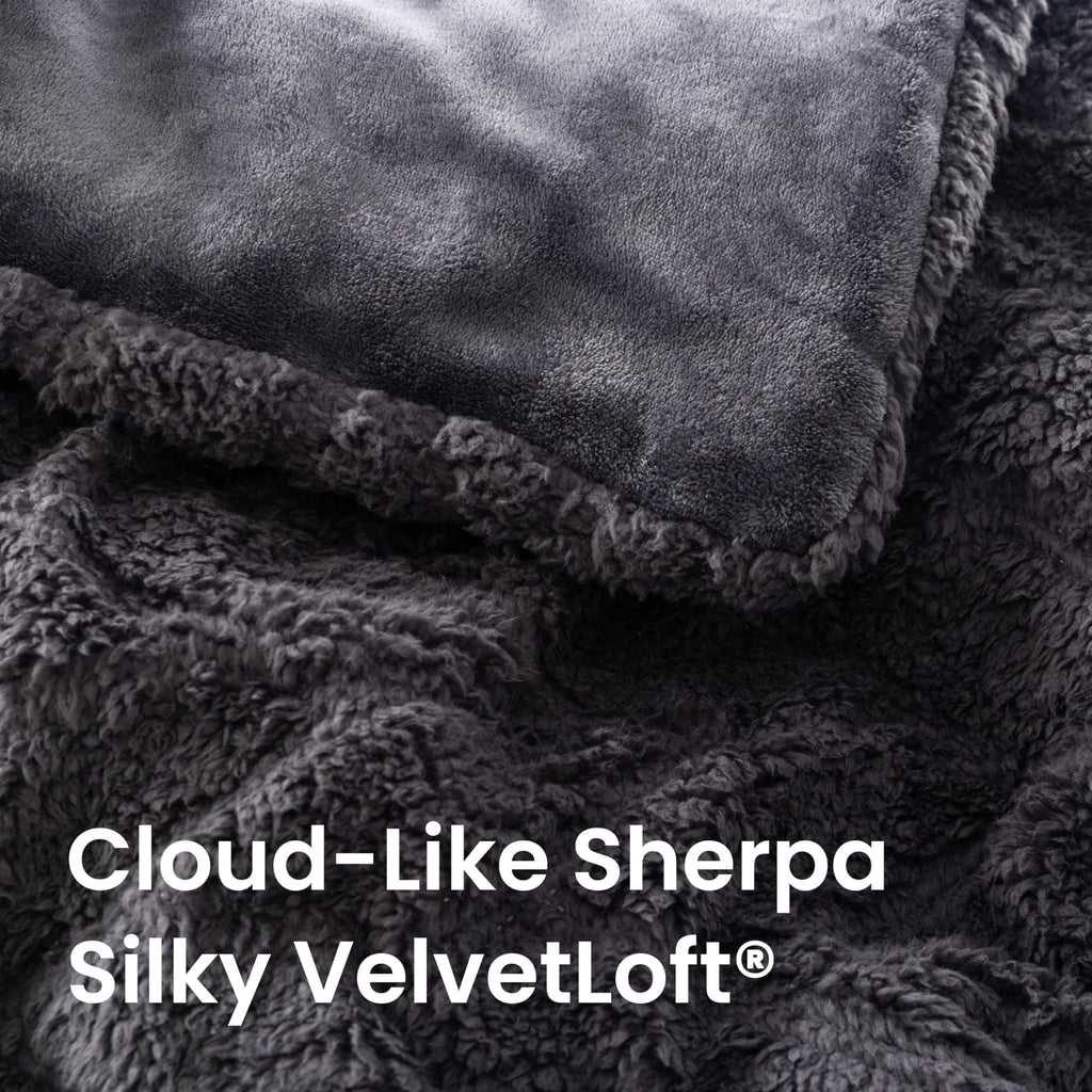 Sherpa & Velvetloft Comforter Set, Luxuriously Warm Fleece Reversible Microfiber Plush Bedding Set with 1