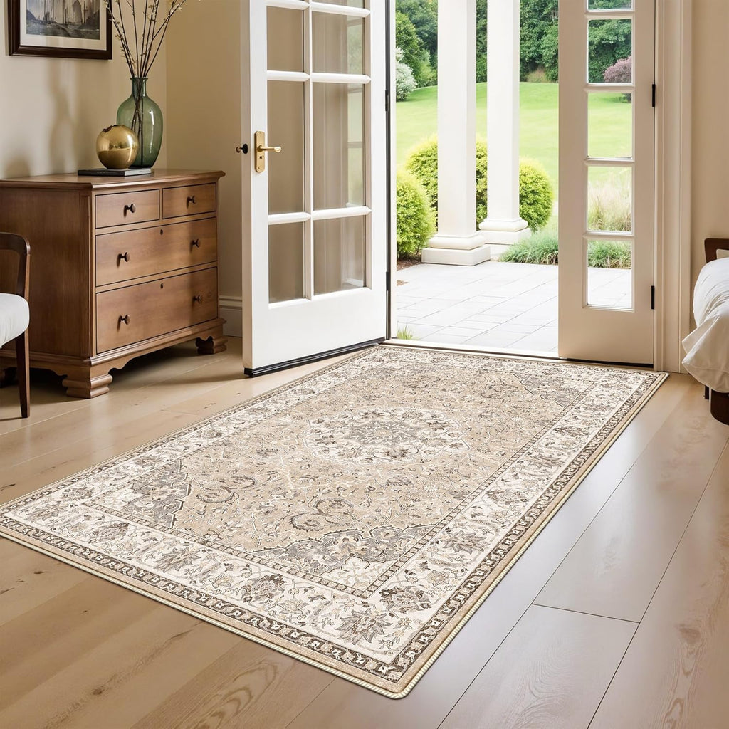 3x5 Living Room Area Rugs: Vintage Washable Non-Slip Rug