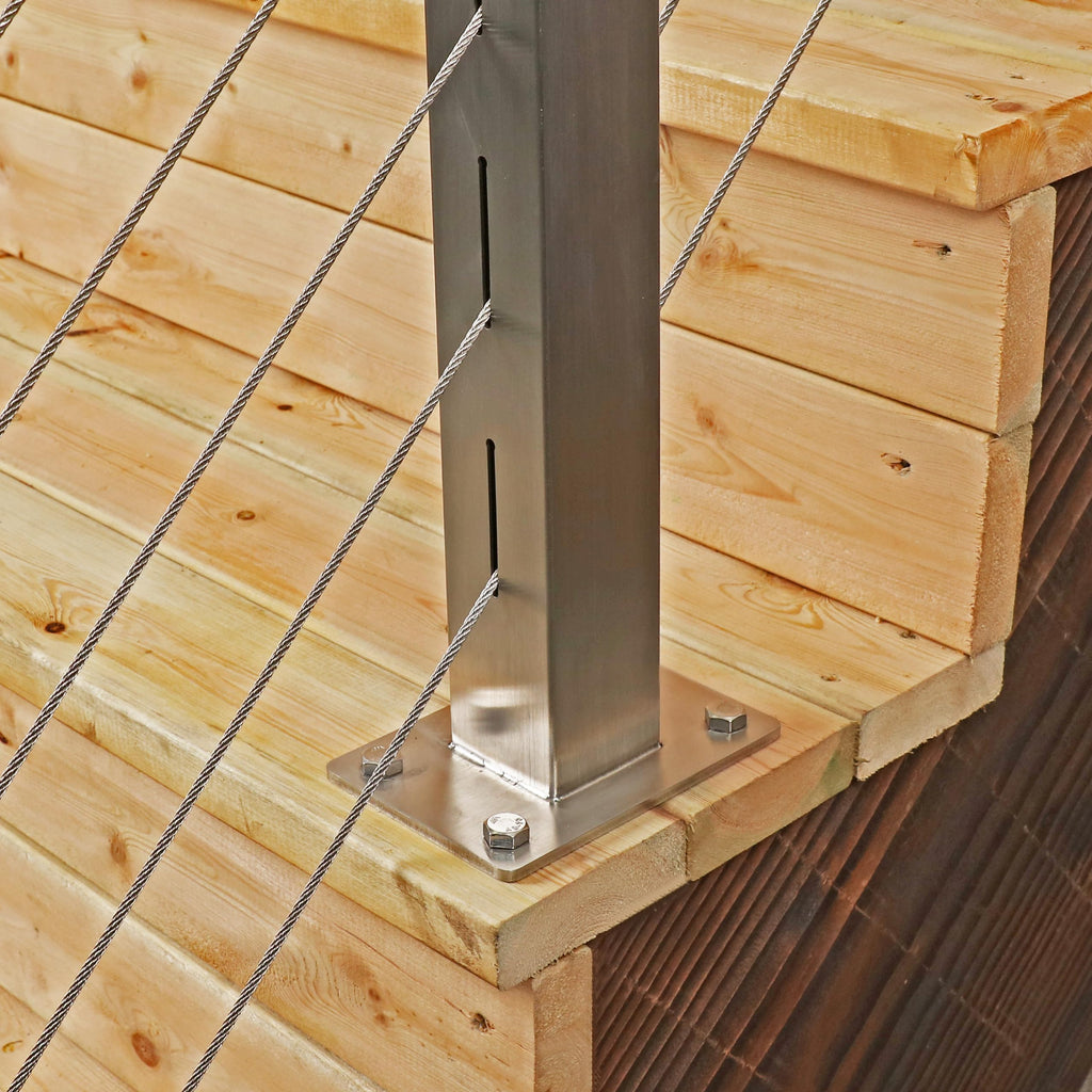 2 Pack Cable Railing Post Stainless Steel Adjustable Angle Intermediate Post for 1/8" Deck Cable Railing, Silvery