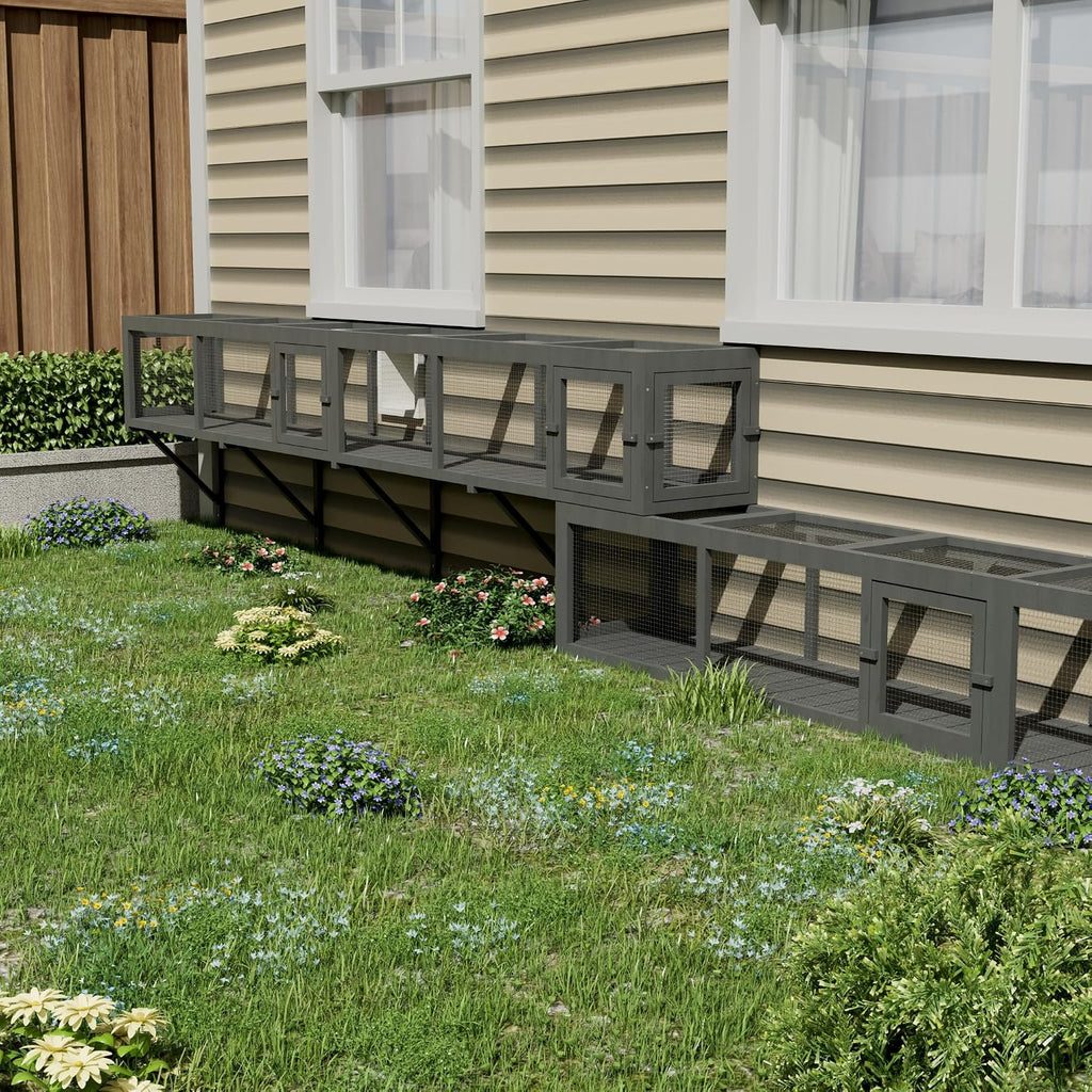 Outdoor Window Catio, 59" L Modular Wooden Cat Tunnel