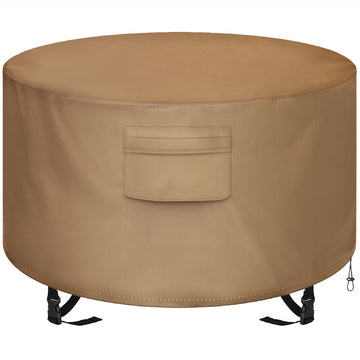 Round Fire Pit Cover, Waterproof 600D Heavy Duty Cover Fits Round Outdoor Fire Pit or Table 52"D x 24" H, Fade &