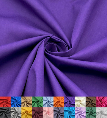 Cotton Polyester Fabric by The Yard - 60" Wide Broadcloth Fabric, Soft, Lightweight & Breathable Material for Lining