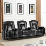 Recliner Chair Set of 3 Theater Seating Breathable Leather Sofa, Suitable Living Room Home Black A120-B0F8TRZNPM