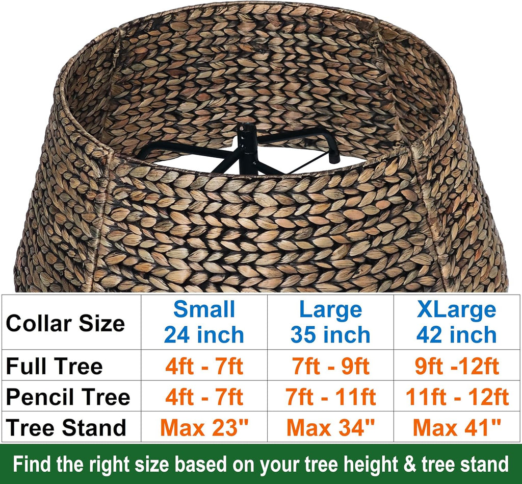 Rattan Christmas Tree Collar, Black Wash, 24 inch