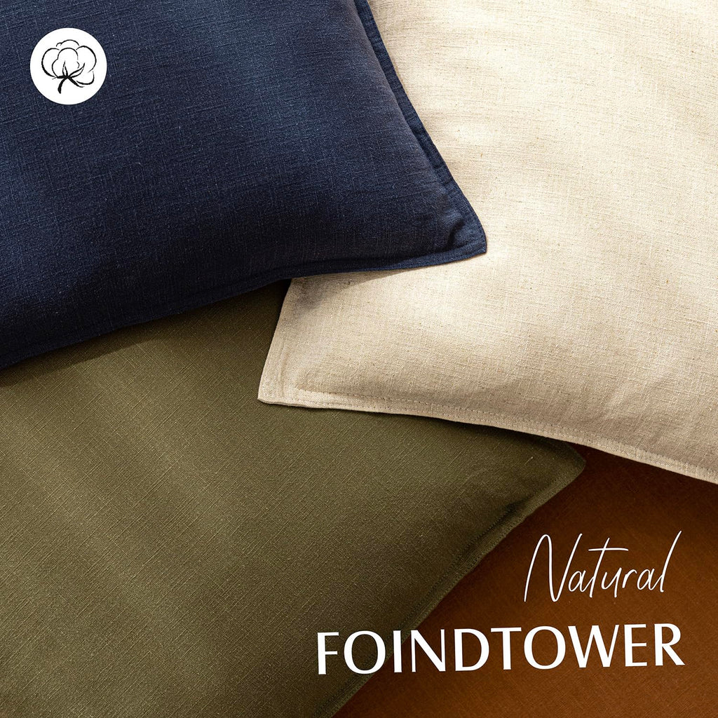 Decorative Linen Lumbar Throw Pillow Covers 12x20 Natural Beige