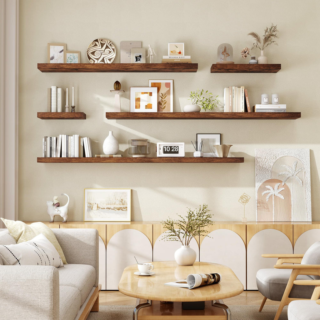72 Inch Floating Shelves for Wall, Fireplace Mantel Shelf with Invisible Heavy Duty Bracket, 8 Inch Deep Storage