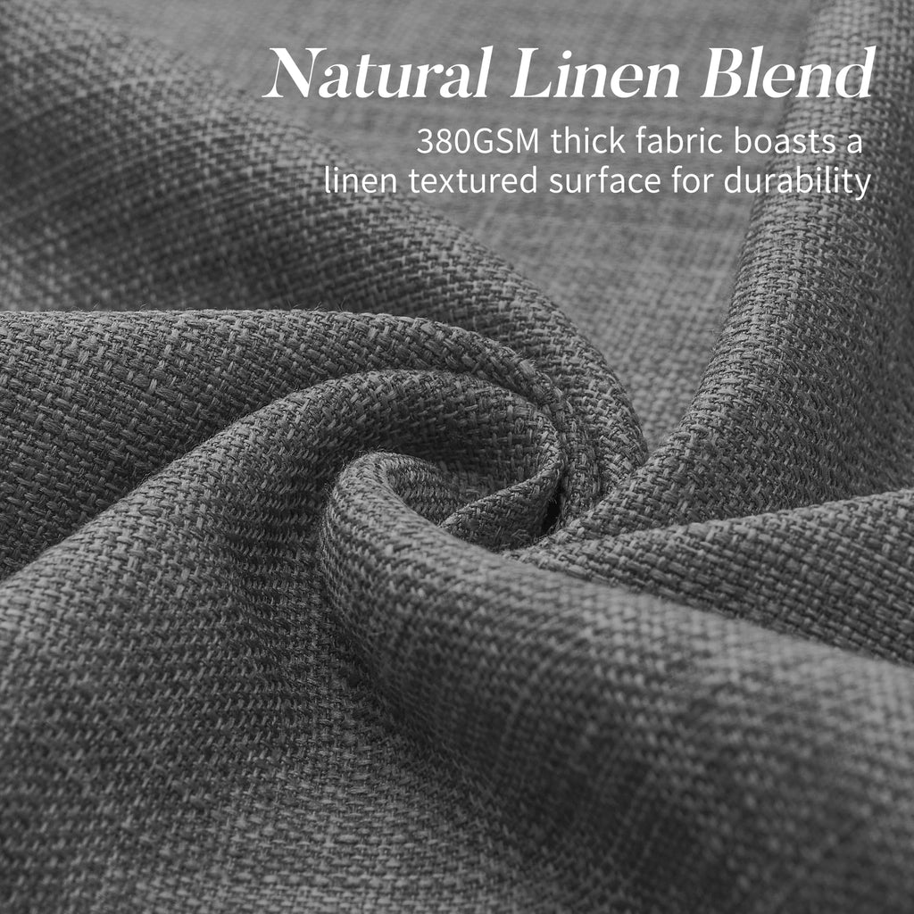 Pinch Pleat Dark Grey Linen Curtains - Boho Light Filtering Privacy 100 Inches Long Ceiling Floor Pleated Curtain