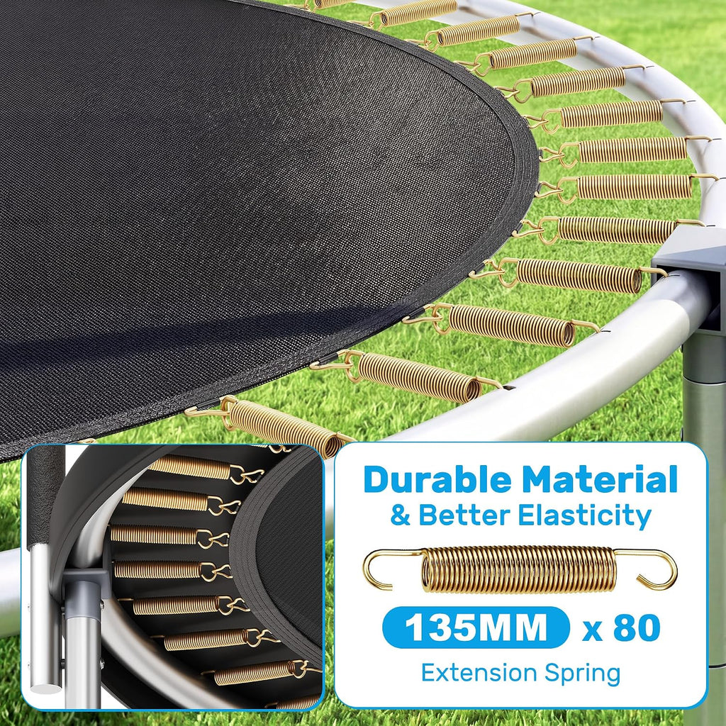 Trampoline Outdoor 12FT 14FT with Safety Enclosure Net, Trampoline for Kids and Adults with Ladder, ASTM Approved