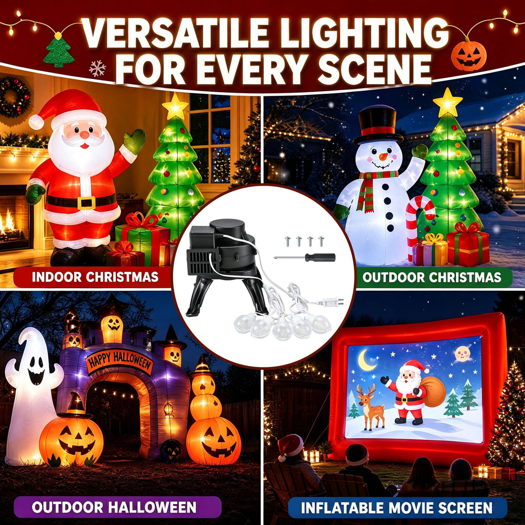 Inflatable Fan Replacement with 5 Lights & Base, Black