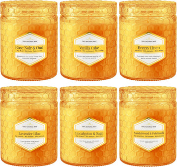 Amber Glass Scented Candles Scented, 5.5 Oz Each Soy Wax Candles, Lavender Sage Candles, Luxury Home Decor - Set of 6