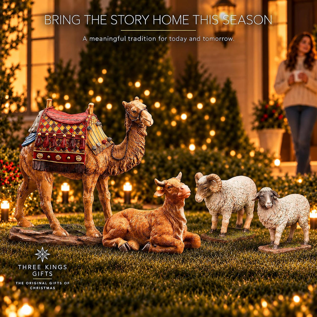 Four Piece Animal Set for Outdoor Christmas Nativity Scene - 37" Tall, Colorful High-Resolution, Sturdy 22 Gauge