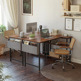 L Shaped Desk, 55" Computer Table with Reversible Storage Shelves Home Office Corner Study Writing Gaming, Brown