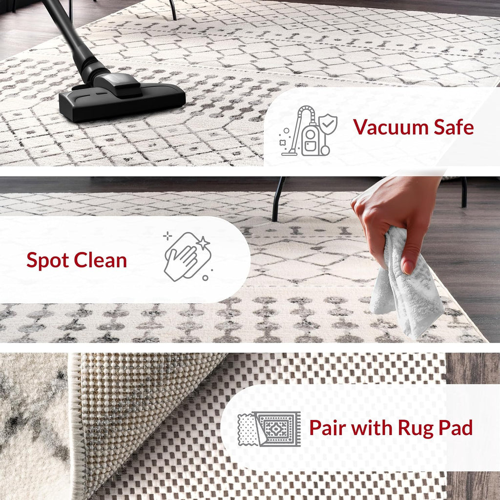 Zola Grey Trellis Power Loomed Area Rug, 5' x 8'