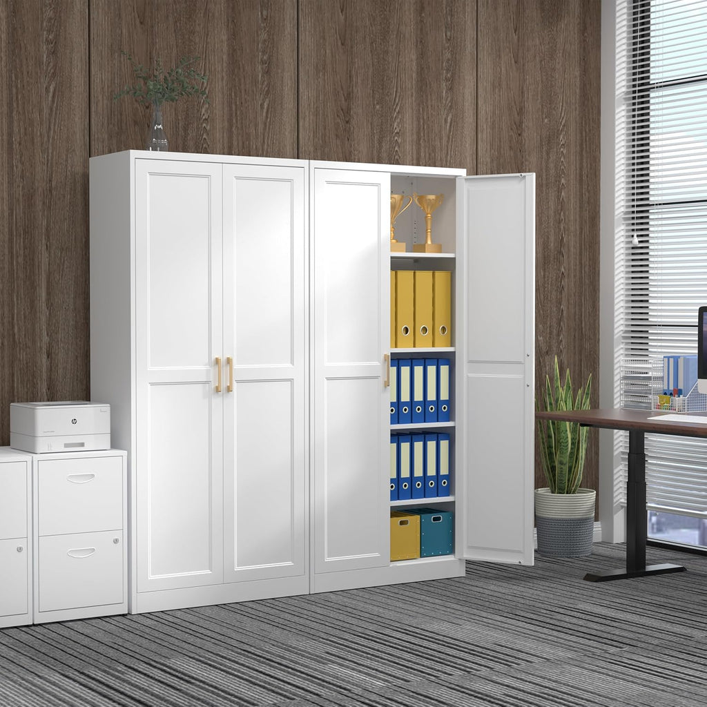 71" Tall Metal Kitchen Pantry Cabinet, Storage Cabinet with Doors | Kitchen Cabinet with 4 Adjustable Shelves, Food
