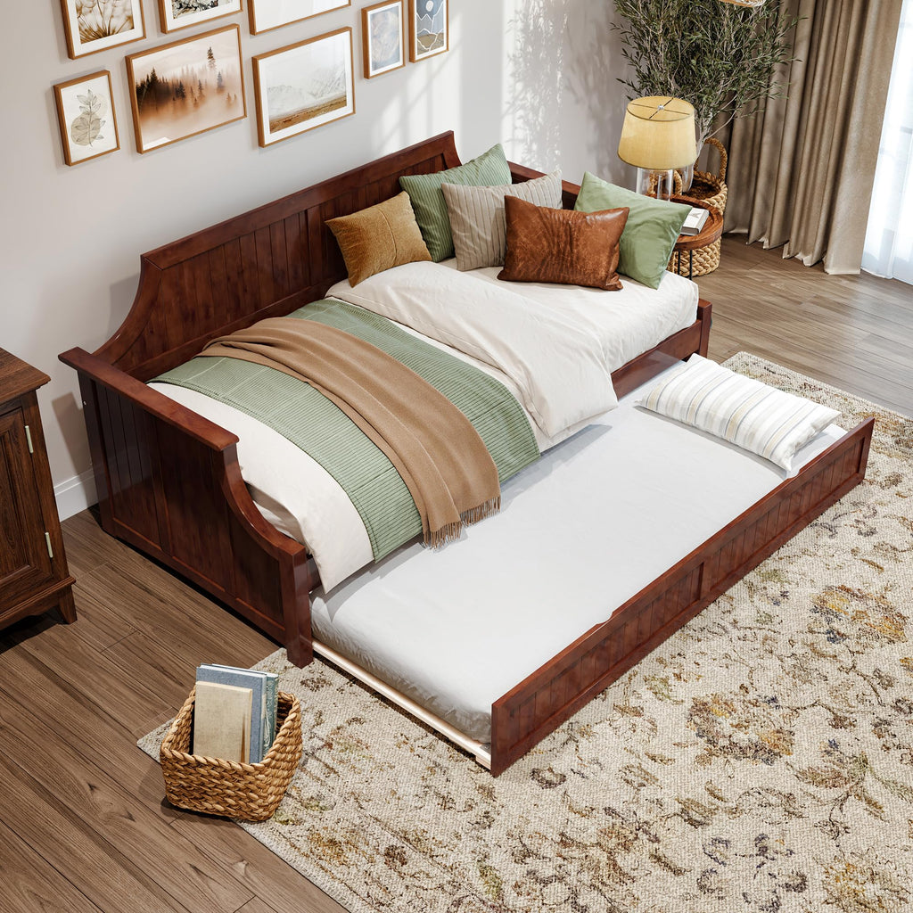 Cambridge Twin Wood Daybed with Twin Trundle, Walnut