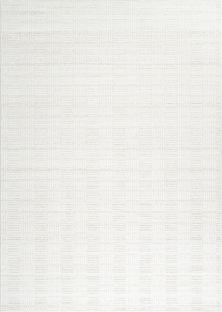 Cream Area Rug - Area Rugs - Vera Collection Checkered Minimalist Pattern - Non-Shedding,Easy to Clean Durable