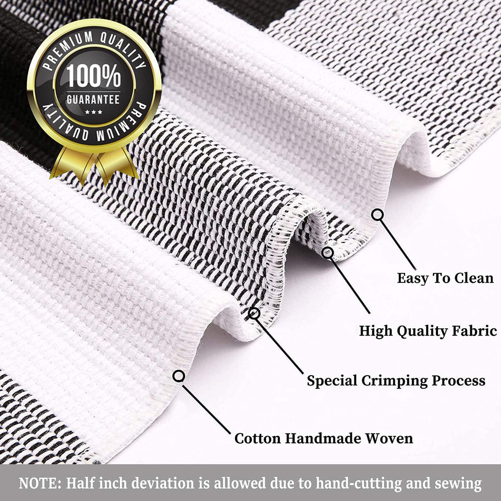 Buffalo Plaid Checkered Rug 27.5x43 in Black White Front Door Rug