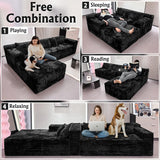 Boneless Modular Sectional Sofa, Cloud Couch with Left Facing Chaise, Oversized Deep Seat, L-Shaped