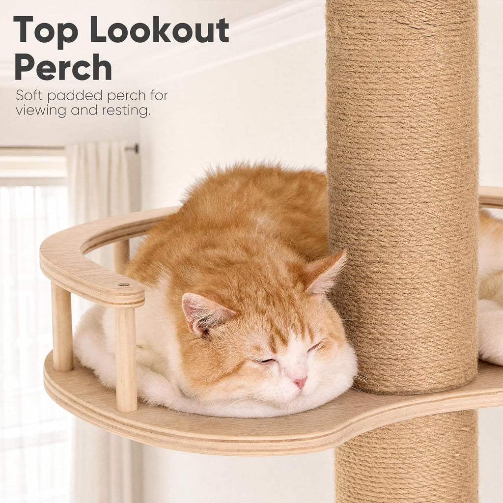 Floor to Ceiling Cat Tree, 78-108in (6.5-9ft) Adjustable Cat Tower