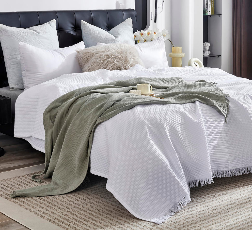100% Organic Cotton Muslin Throw Blanket, 90"x90", Plant Dyed, Warm, Breathable Gauze Muslin Cotton